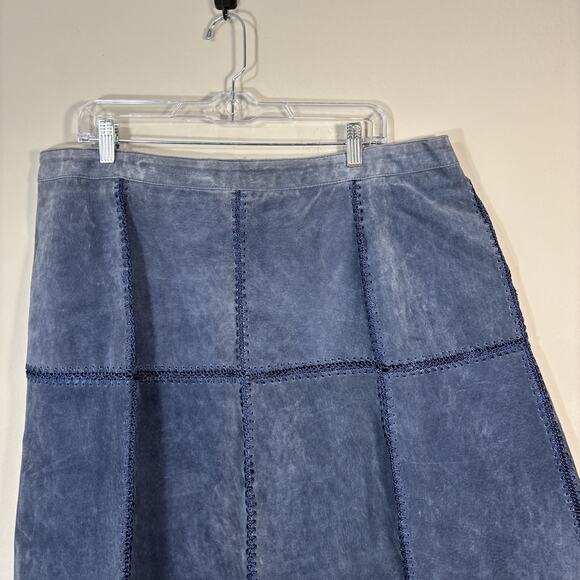 Jon Lawrence Vintage Leather Patchwork Skirt Women 20W Blue Leather 90s Western - Picture 7 of 11
